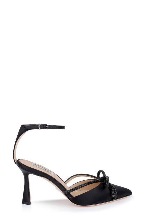 Shop Badgley Mischka Collection Ann Ankle Strap Pointed Toe Pump In Black Satin