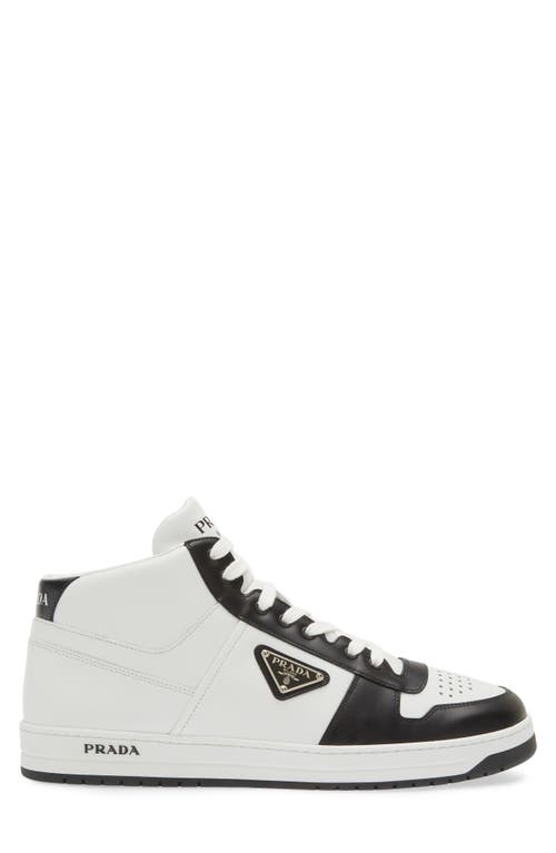 Shop Prada Downtown High Top Sneaker In Bianco/nero 1