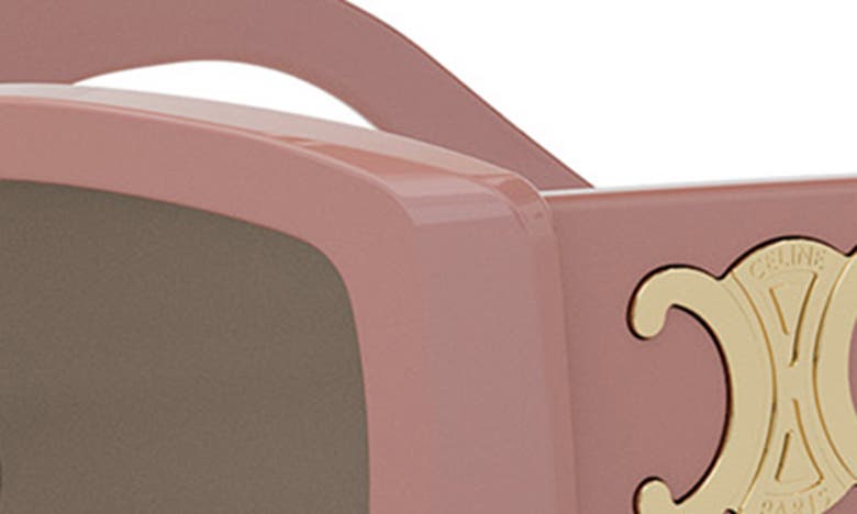 Shop Celine Triomphe 53mm Rectangular Sunglasses In Shiny Pink / Brown