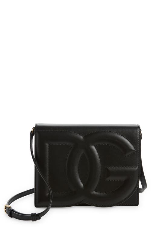 Dolce & Gabbana DG Logo Flap Leather Crossbody Bag in Black at Nordstrom