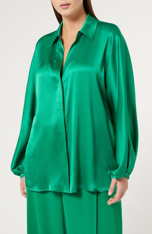 Shop Marina Rinaldi Acanto Satin Shirt In Green