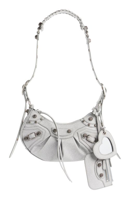 Balenciaga Extra Small Le Cagole Embellished Leather Shoulder Bag in Optic White at Nordstrom