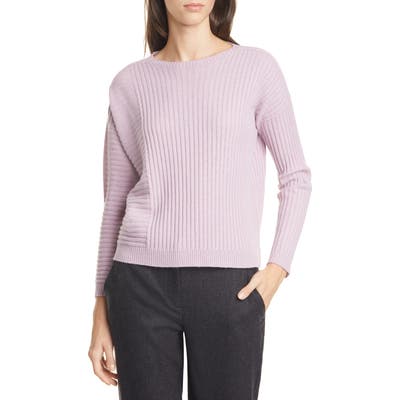 Eileen Fisher Bateau Neck Ribbed Cashmere Sweater, Pink