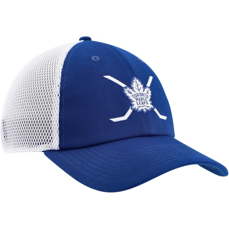 Shop Adidas Originals Adidas Blue/white Toronto Maple Leafs Cross Sticks Trucker Adjustable Hat