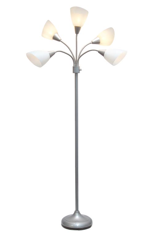 Shop Lalia Home Five Light Goose Neck Floor Lamp In Silver/white Shades