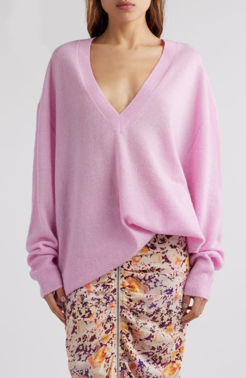 Shop Isabel Marant Larana Silk, Alpaca & Cashmere V-neck Sweater In Light Pink