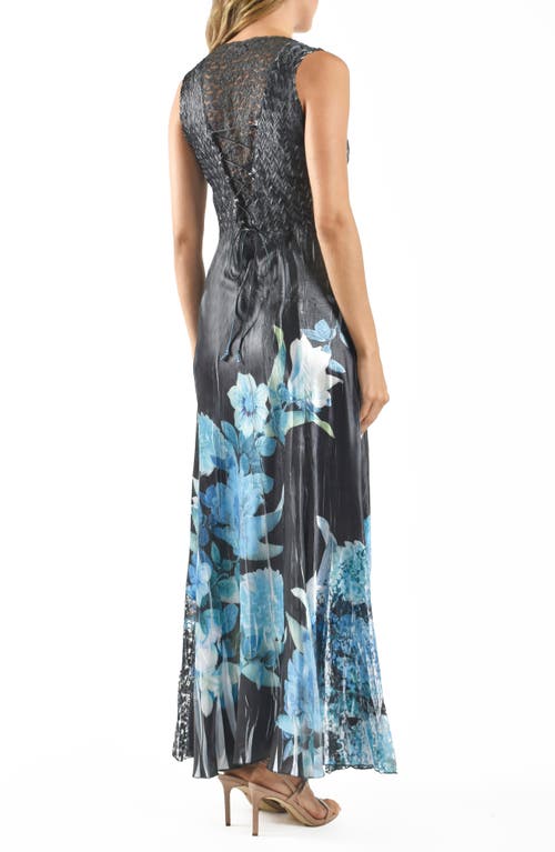 KOMAROV KOMAROV LACE-UP BACK MAXI COCKTAIL DRESS