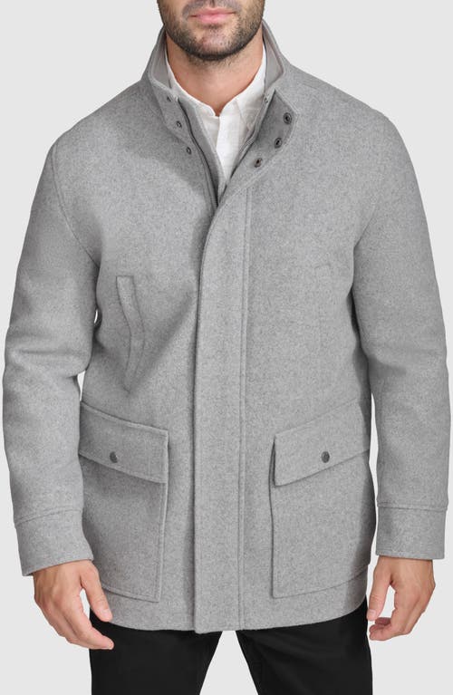 Shop Cole Haan Felted Coat In Light Grey