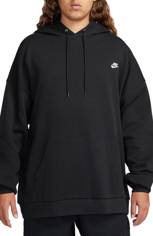 Shop Nike Club Fleece Oversize Cotton French Terry Hoodie In Black/black/white