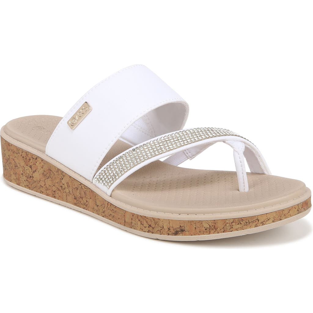 Bzees Bora Bright Slide Sandal In White Faux Leather