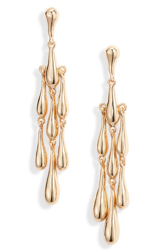 Shop Open Edit Tiered Droplet Chandelier Earrings In Gold