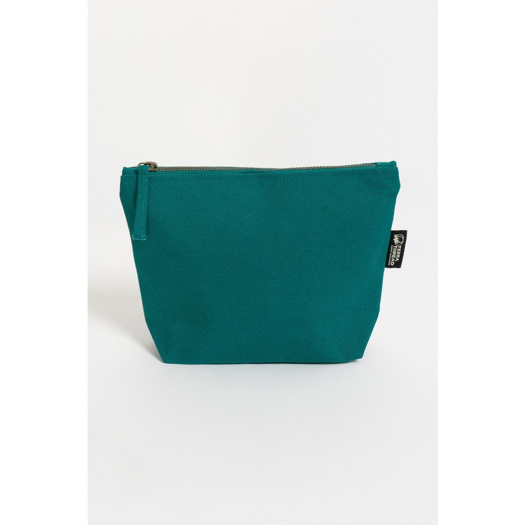 Terra Thread Organic Cotton Makeup Bag In Deep Sea Teal