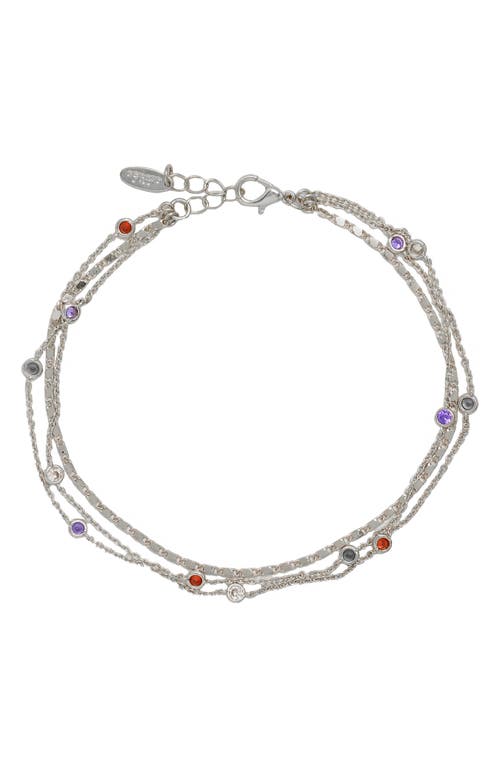 Ettika Rainbow Cubic Zirconia Anklet in Silver
