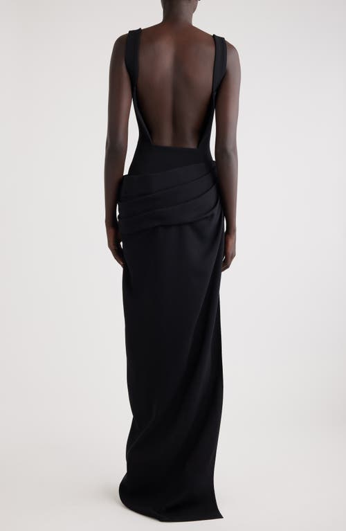 Shop Givenchy Side Drape Scuba Crepe Gown In Black