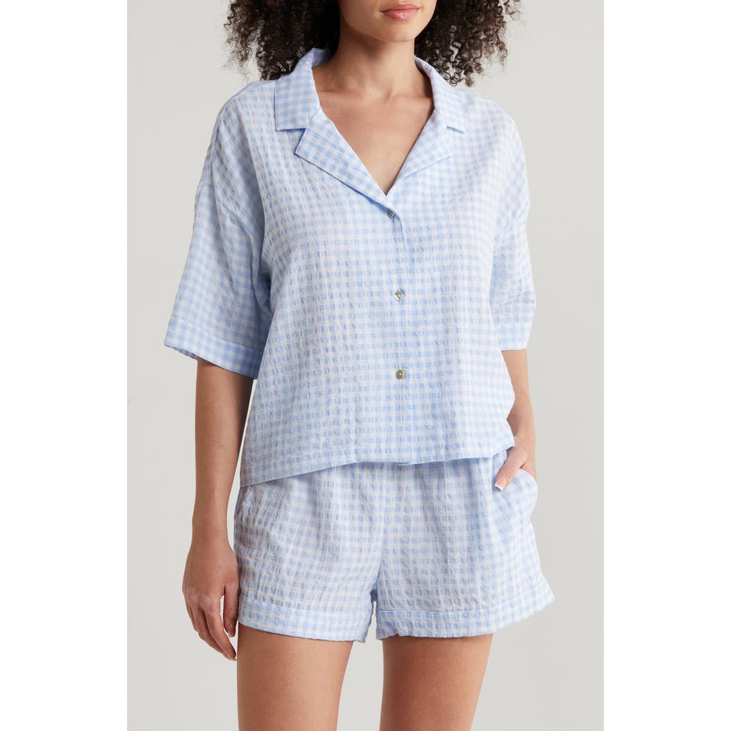 Papinelle Seersucker Short Pajamas In Powder Blue