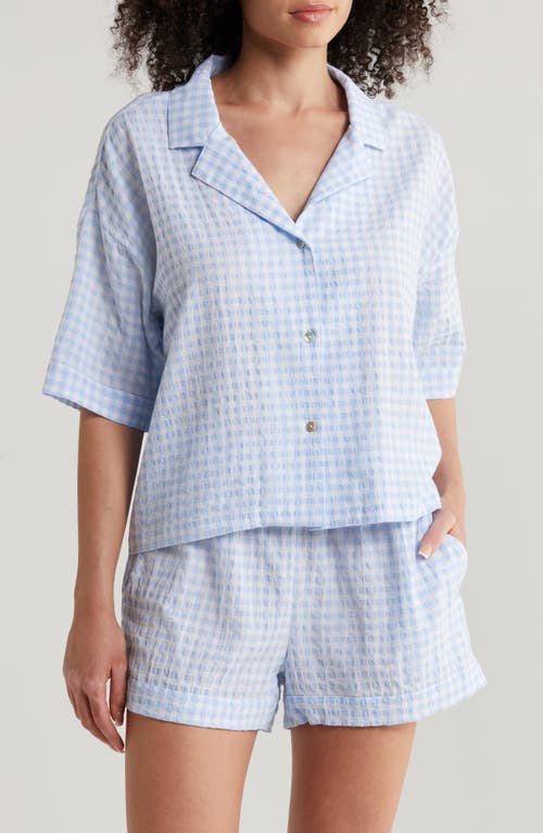 Seersucker Short Pajamas in Powder Blue