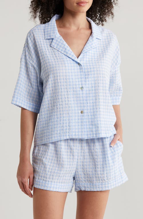 Shop Papinelle Seersucker Short Pajamas In Powder Blue