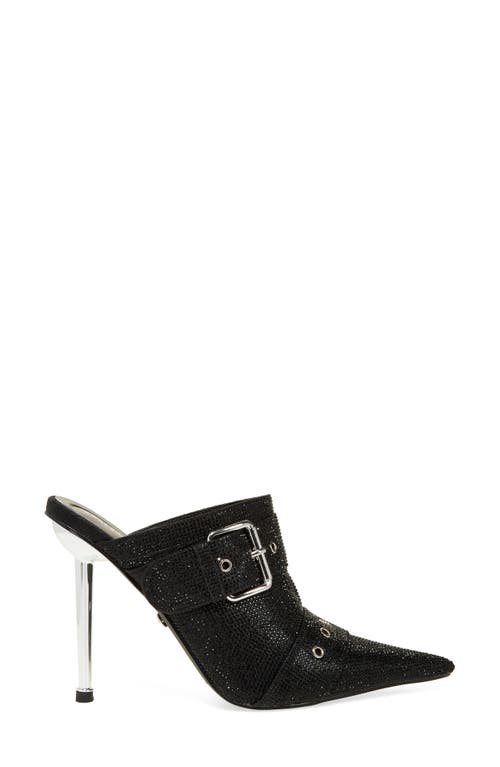 Azalea Wang Sayge Rhinestone Buckle Strap Mule Pump In Black