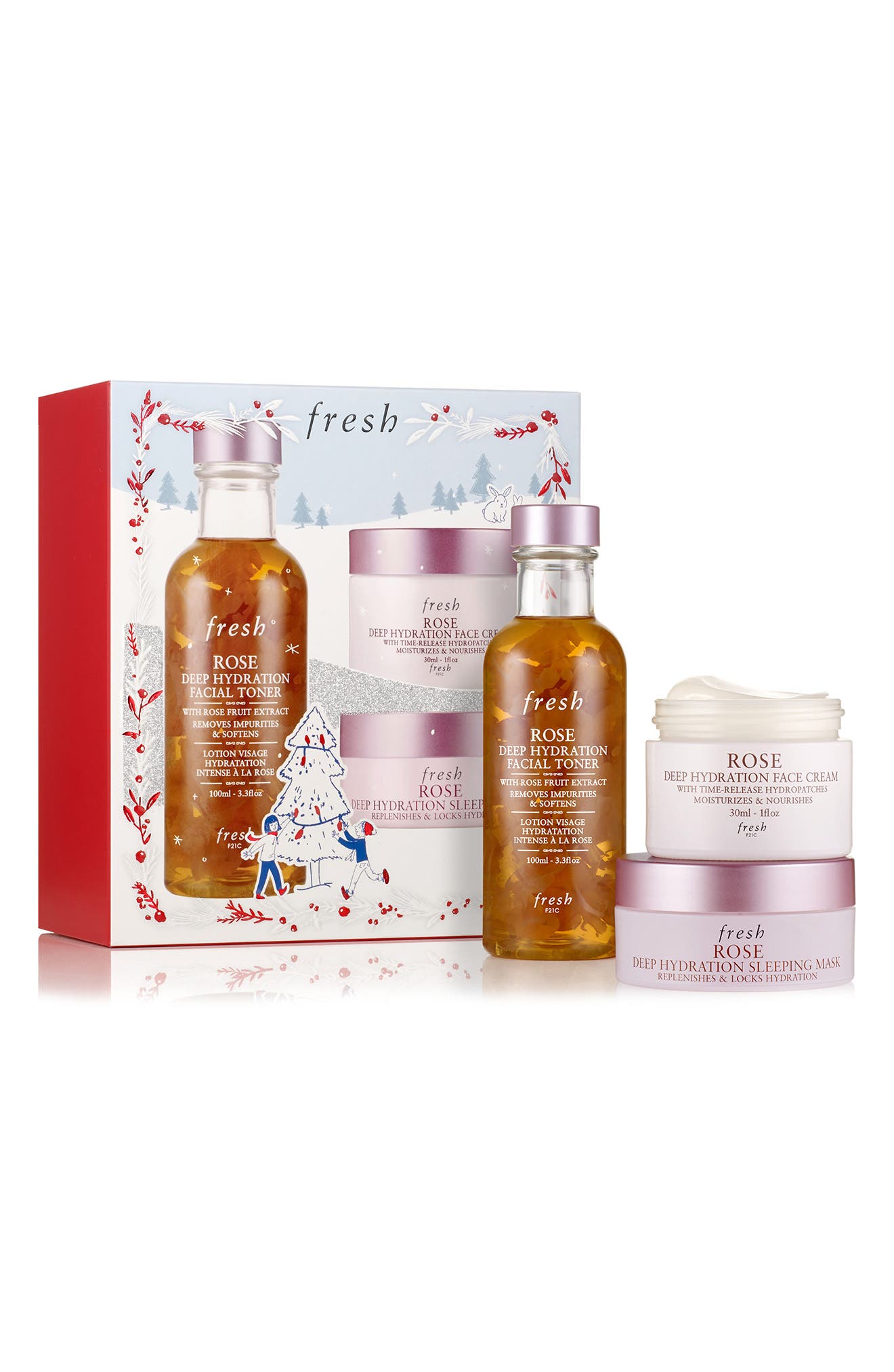 fresh rose deep hydration skincare set