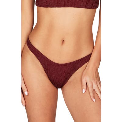 Bound By Bond-Eye The Scene High Leg Ribbed Bikini Bottoms, Size One Size - Red