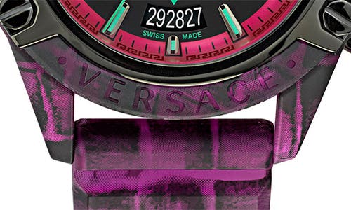 Shop Versace Icon Active Chronograph Silicone Strap Watch, 44mm In Transparent Pink