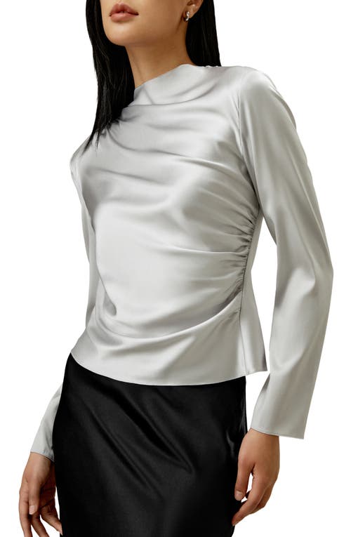 Shop Lilysilk Oblique Wave Silk Blouse For Women In Silvergray