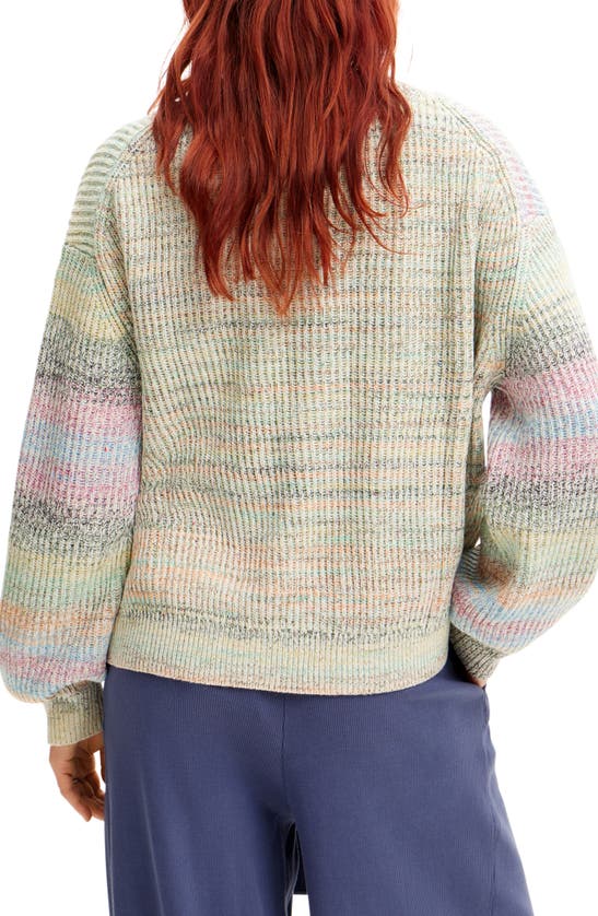Shop Desigual Peter Stripe Cardigan Sweater In Green Mix