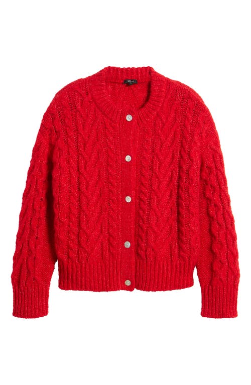 Shop Rails Amelie Cable Wool & Alpaca Blend Cardigan In Scarlet