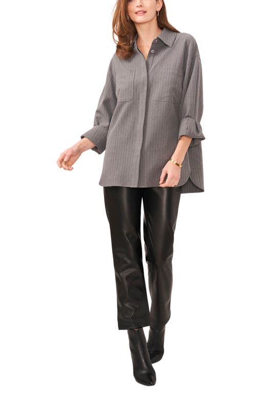 Vince Camuto Pinstripe Oversize Shirt Jacket In Steel Heather
