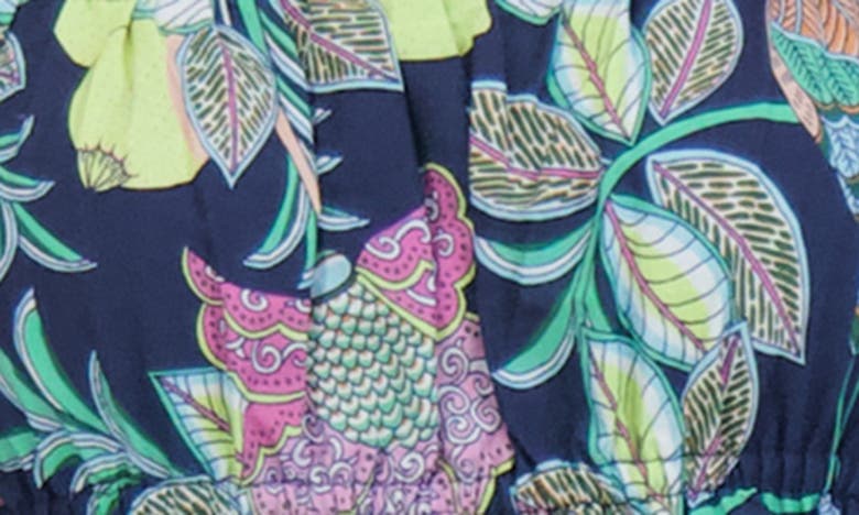 Shop Eliza J Floral Cotton Midi Sundress In Navy Multi