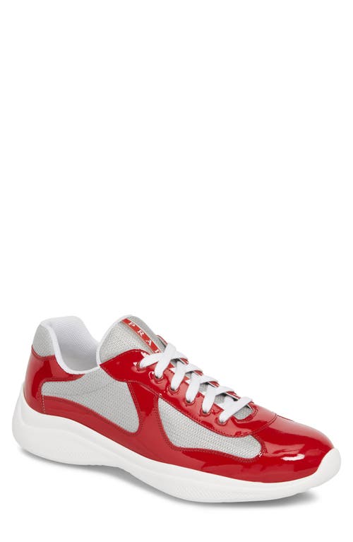 Shop Prada America's Cup Sneaker In Rosso/argento