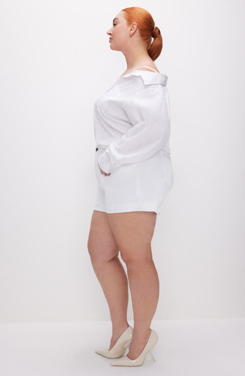 GOOD AMERICAN GOOD AMERICAN GOOD GIRLFRIEND RAW HEM MID RISE DENIM SHORTS