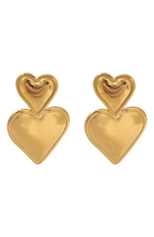 Francesca Double Heart Drop Earrings in Gold