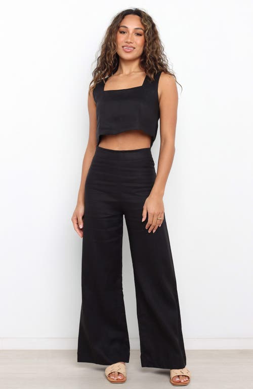 Petal And Pup Petal & Pup Devlin Linen Crop Tank In Black