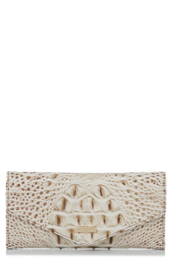 Brahmin Veronica Melbourne Croc Embossed Leather Envelope Wallet In Oyster Grey