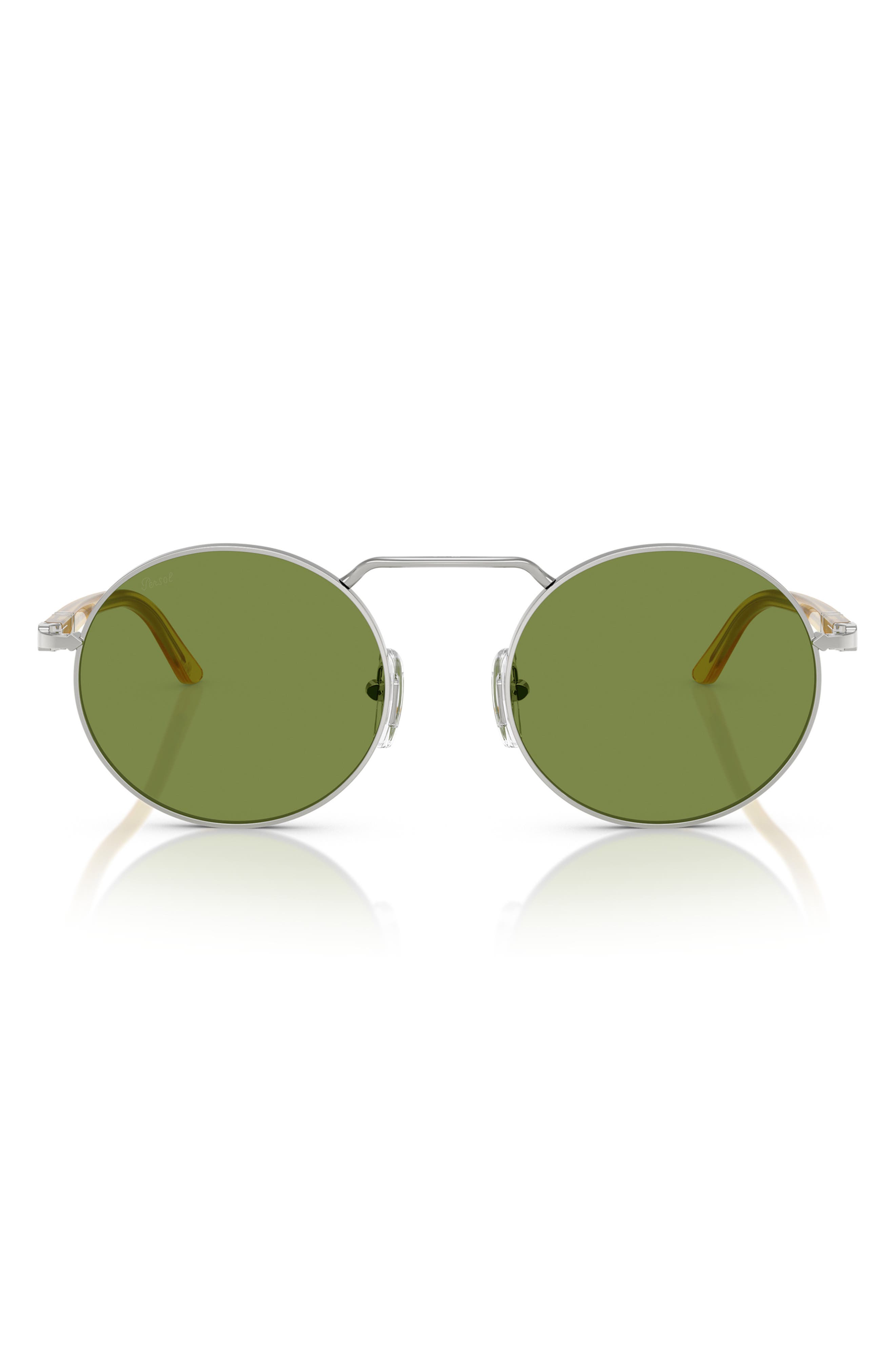 Persol 53mm Polarized Round Sunglasses in Silver 