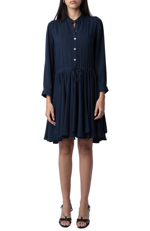 Zadig & Voltaire Ranil Bracelet Sleeve Shirtdress in Navy