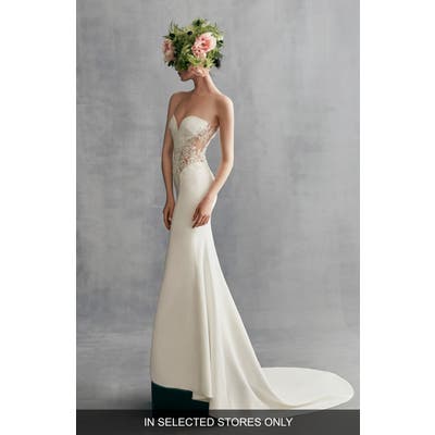 Ines By Ines Di Santo Kalina Illusion Lace & Crepe Gown, Size IN STORE ONLY - Ivory