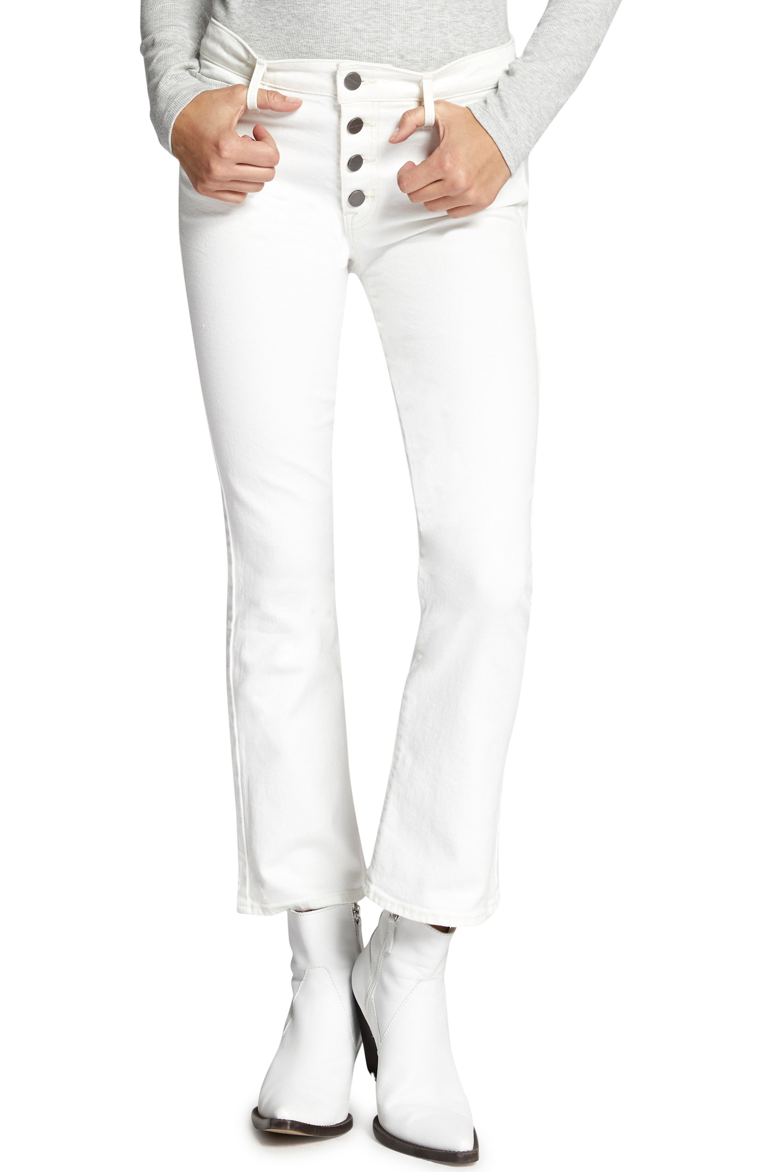 white kick crop jeans
