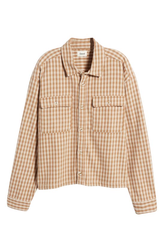 Shop Elwood Oversize Crop Cotton Button-up Shirt In Plaid