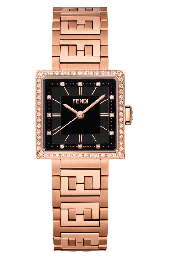 Fendi Forever  Diamond Swiss Quartz Bracelet Watch, 23mm In Gold