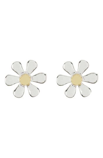 Shop Argento Vivo Sterling Silver Two-tone Daisy Stud Earrings In Gold/silver