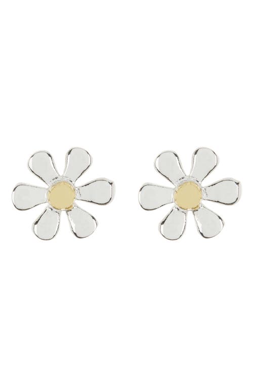 Shop Argento Vivo Sterling Silver Two-tone Daisy Stud Earrings In Gold/silver