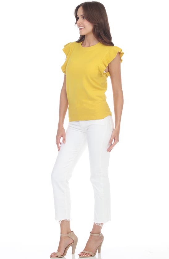 Shop Rain Flutter Sleeve Sweater Top In Yellow