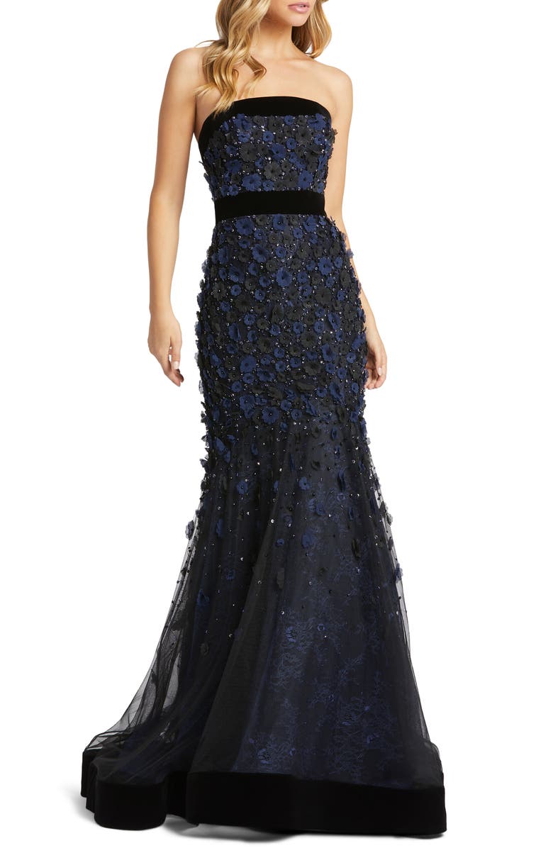 Mac Duggal Strapless Floral Appliqué Gown | Nordstrom