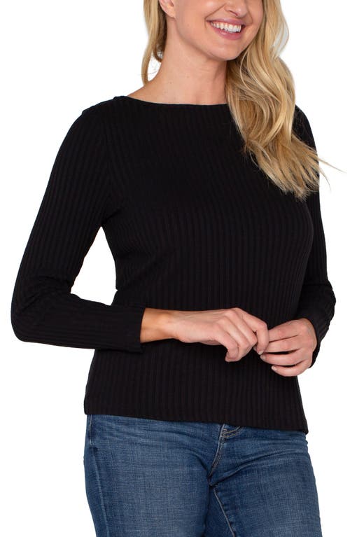 Shop Liverpool Los Angeles Rib Boat Neck Top In Black