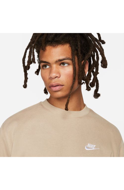 Shop Nike Club Crewneck Sweatshirt In Khaki/white