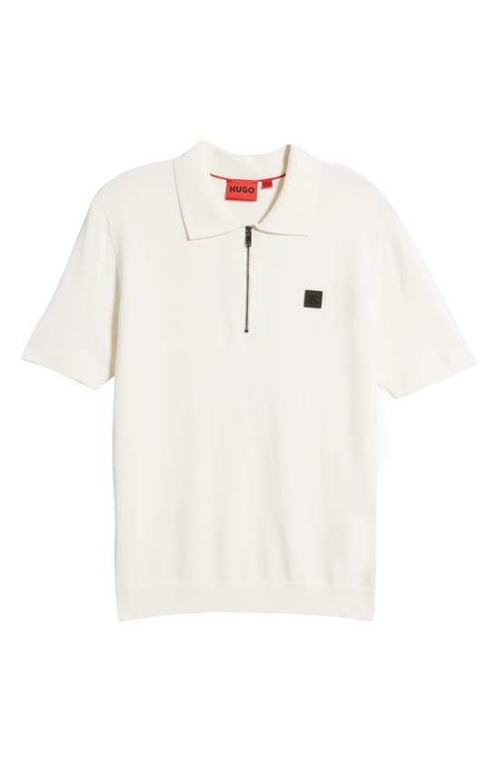 Shop Hugo Boss Hugo Sayfong Quarter Zip Sweater Polo In Open White