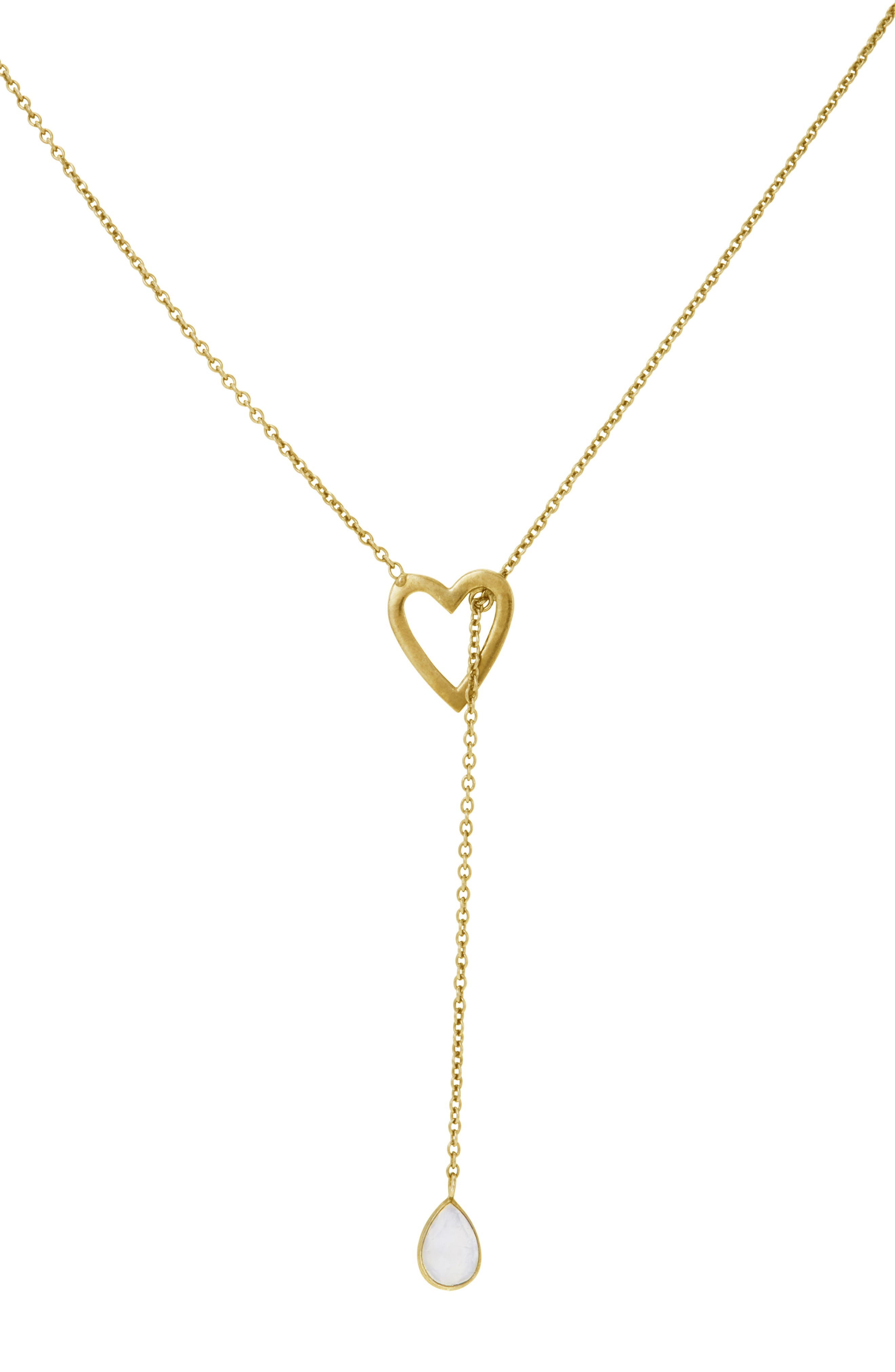 Adornia 14k Gold Vermeil Moonstone Heart Lariat Necklace In Metallic Gold
