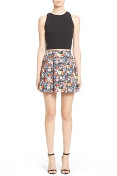 Alice + Olivia 'Parson' Floral Print Pleated Miniskirt | Nordstrom